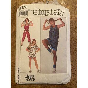SIMPLICITY 9176  Girls Surf Club‎ Pattern Tops Pants Shorts Sz 7 8 10 12 14 Vtg